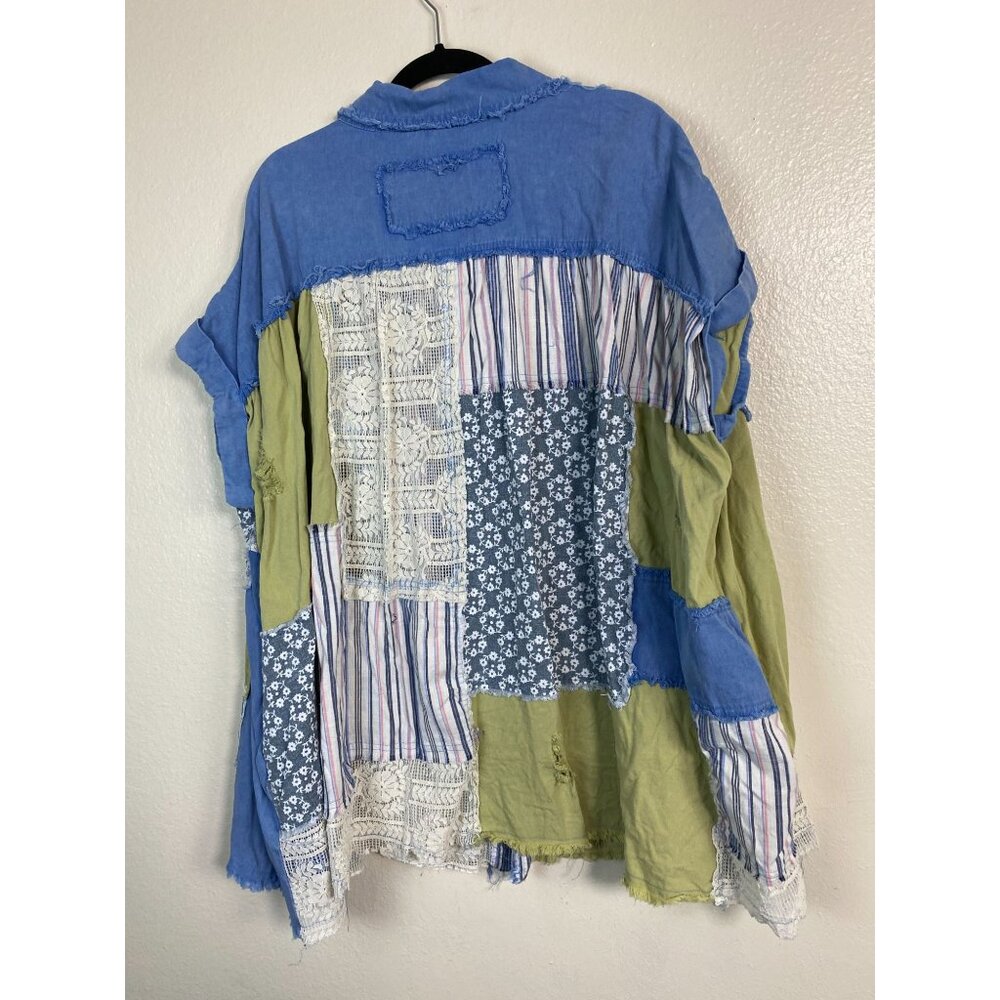Bluevelvet Patchwork Poncho Top size M/ L Artsy Hippie Lagenlook Boho Peasant - Picture 4 of 16